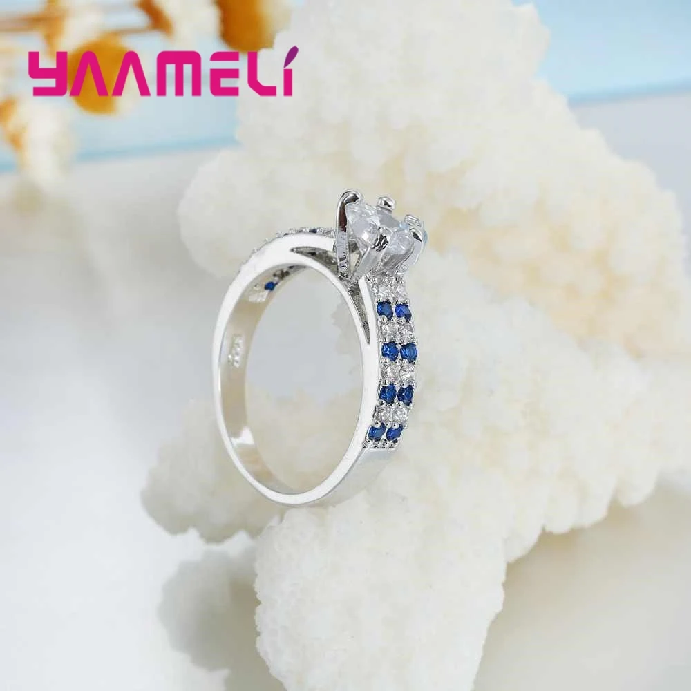 Женское ювелирное изделие из серебра 925 пробы с фианитом|crystal blue|love lovezirconia cubic |