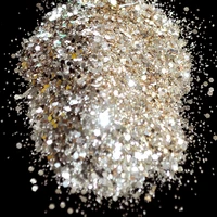 platinum gold color nail glitter hexagonal sequins powder dust mix size nail glitter powder flash acrylic manicure tool