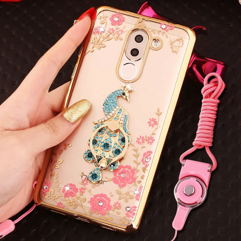 MANDERM huawei honor 6x case luxury brand rhinestone stand holder silicon cover for 6X Mate 9 Lite GR5 2017 |