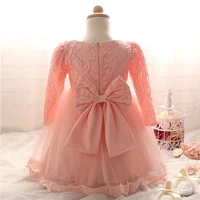 newborn baptism dress for baby girl white first birthday party wear cute lace long sleeve christening gown tutu infant clothing
