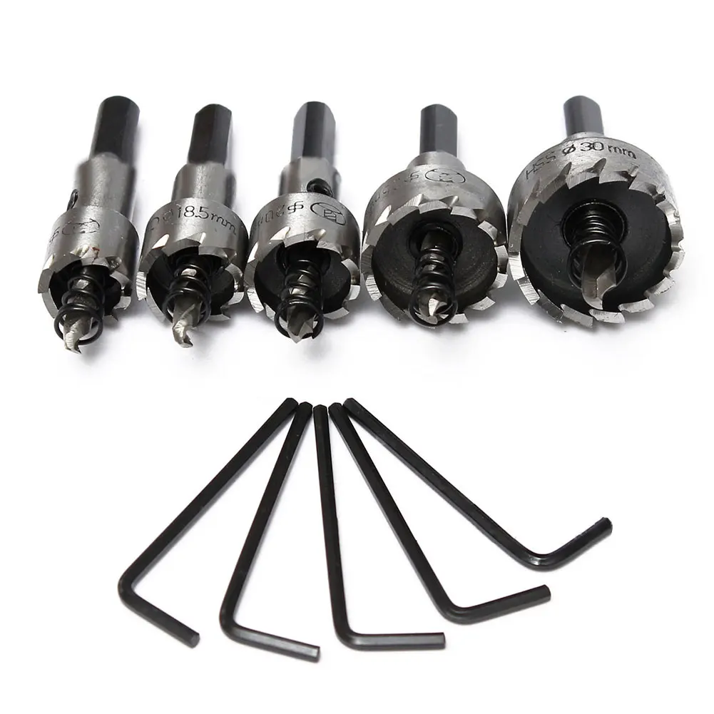 5pcs HSS Hole Saw Tooth Kit Tools Metal Milling Cutters Drill Bit Set 16/18.5/20/25/30mm