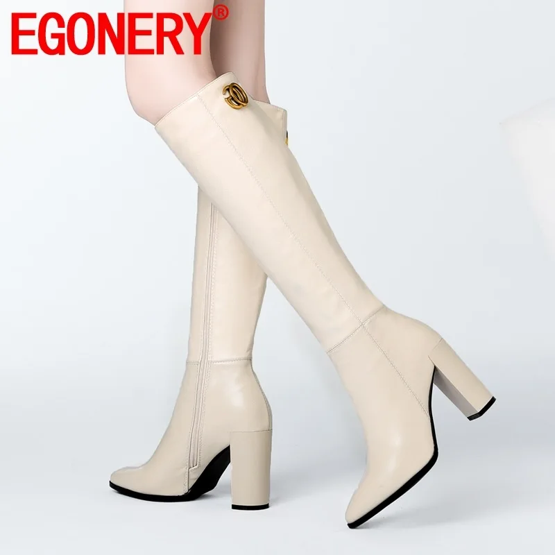 MORAZORA New arrive hot sale genuine leather women boots black color buckle winter keep warm knee high boots big size 34-42
