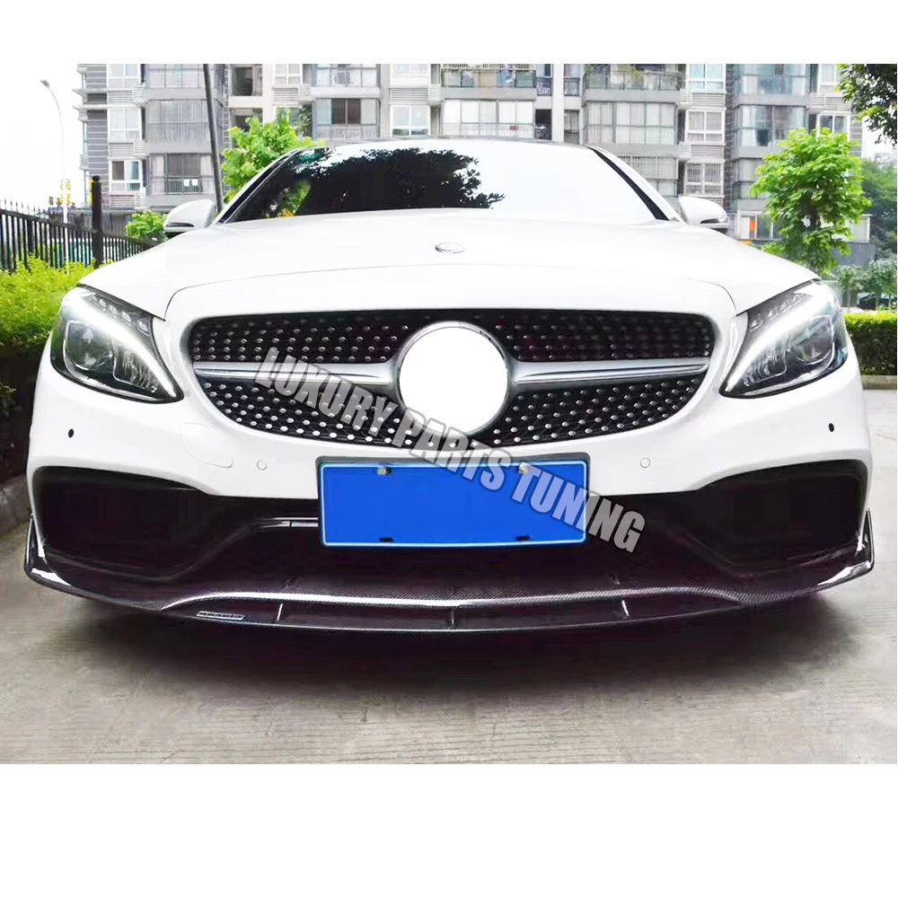 Передняя губа W205 из углеродного волокна для Benz C180 C200 C300 C43 седан изменение на