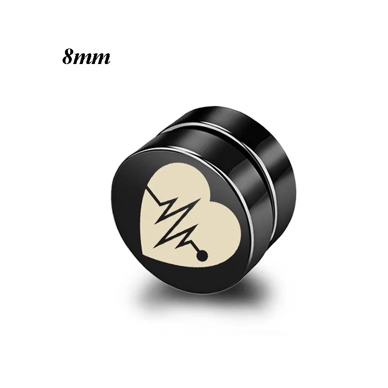 2Pcs/set 8/10mm Black Stainless Steel ECG Ear Clip NON-Pierced Rock Earrings Magnet Magnetic Fake Punk Jewelry | Украшения и