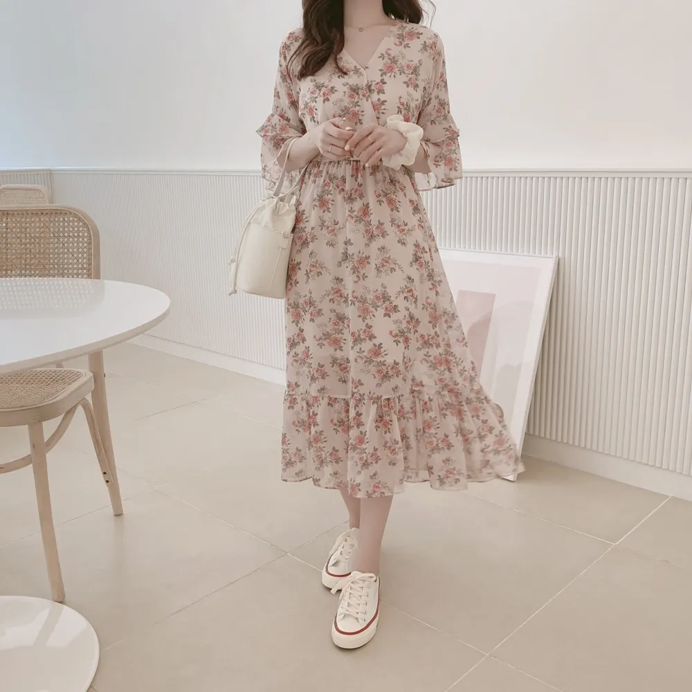 Большие размеры, летнее платье для девочек, Boho, вечерние, женские, винтажные платья, шифоновое, синее, розовое, с принтом, с коротким рукавом, женские платья, LongRobe Vestido