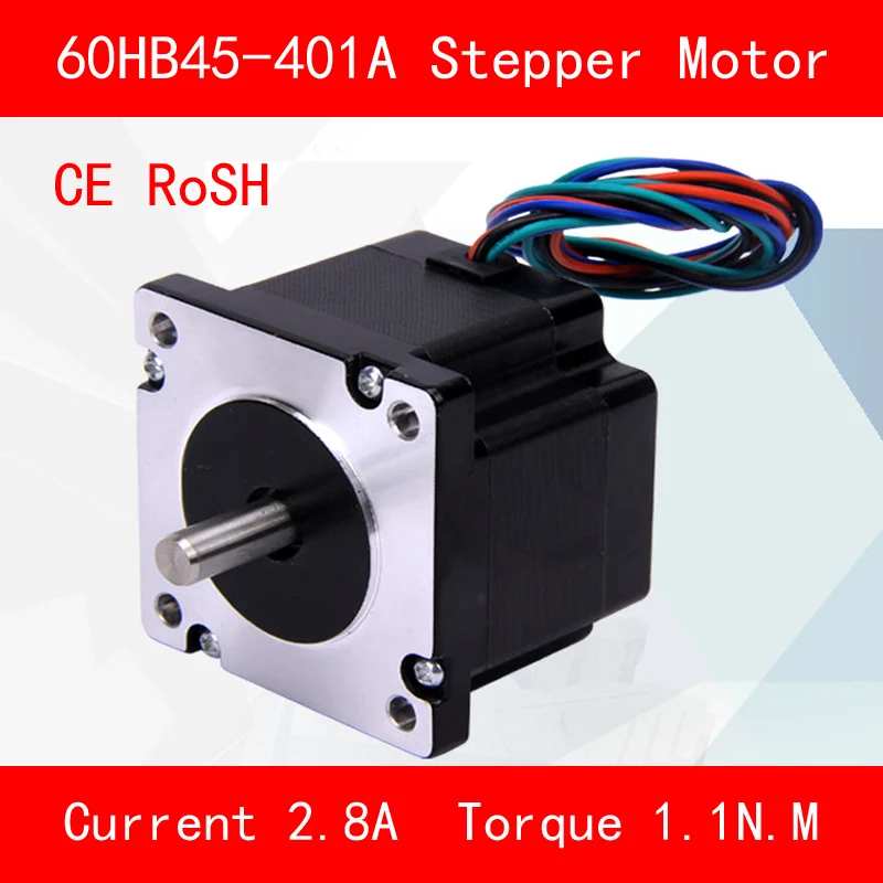 

Jtengsys CE ROSH 60HB45-401A Stepper motor torque 1.1N.M Phase current 2.8A for automation equipment 3d printer cnc