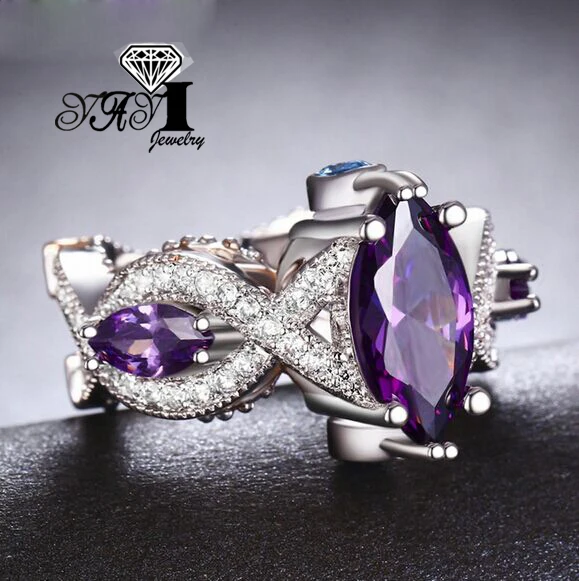 Ювелирные изделия YaYI Мода Принцесса огромный 4.5CT Фиолетовый Циркон с серебряным