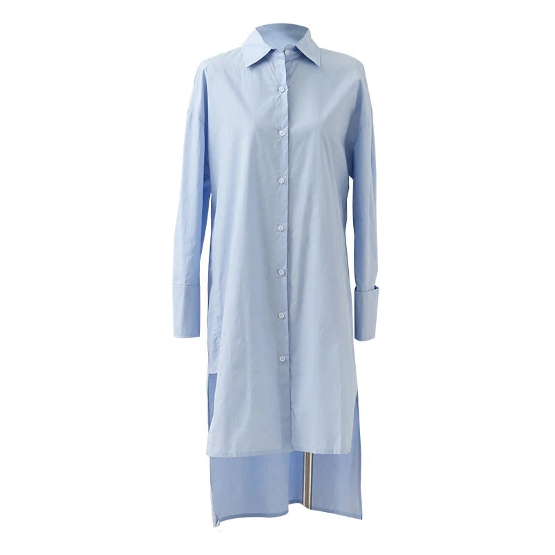 light blue LJT1391 XITAO белые необычные женские длинные рубашки Повседневная корейская модная одежда с длинным рукавом Женские блузки размера плюс мода LJT1391 - Цвет: light blue LJT1391