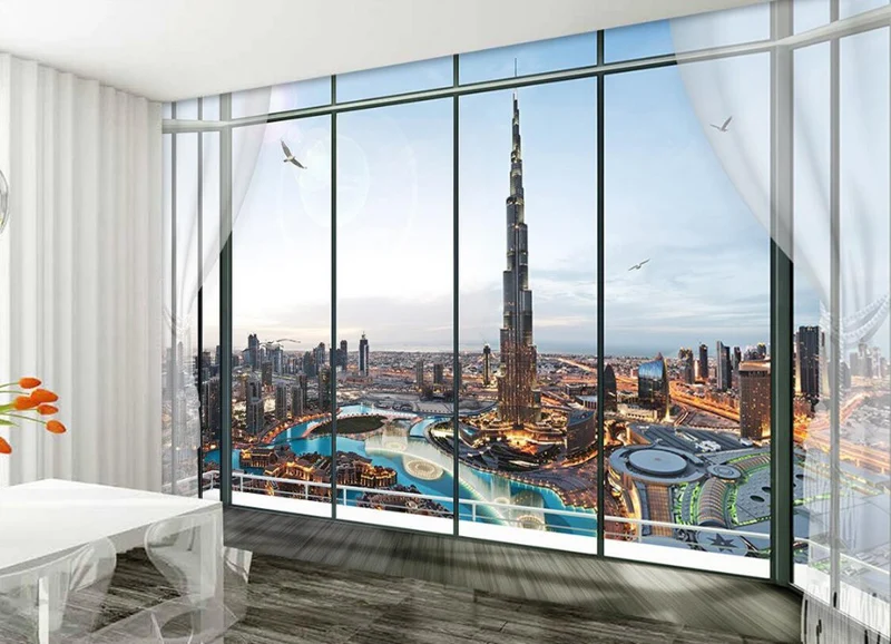 Custom photo wallpaper Dubai City night Wallpaper 3D for wall Bedroom Kid Room Decor TV background covering mural | Обустройство дома