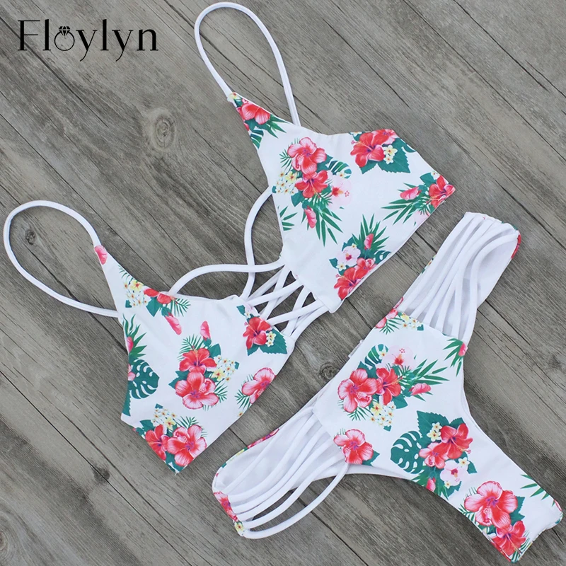 Женский купальник бикини Floylyn с цветочным принтом | Женская одежда
