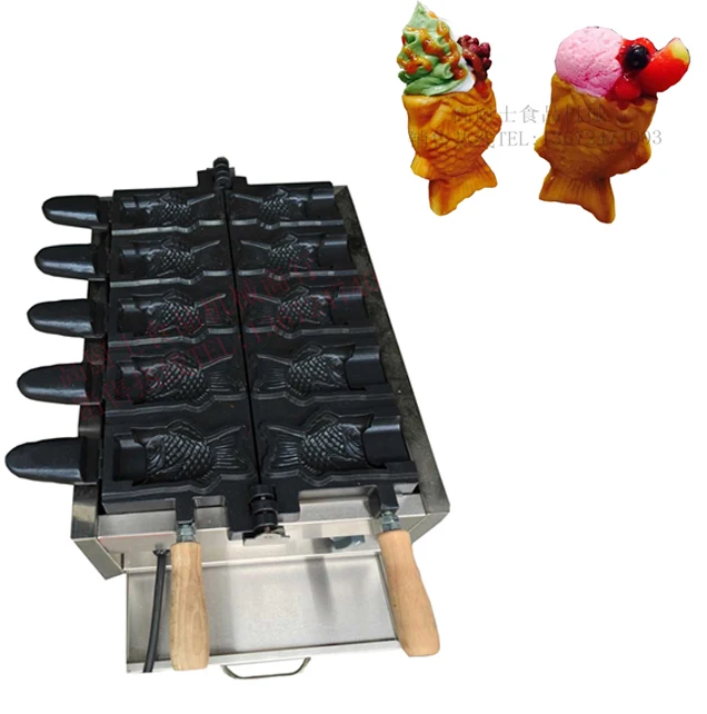 Коммерческая Машина Taiyaki для мороженого и рыбы антипригарная 220 В 110 конусы в