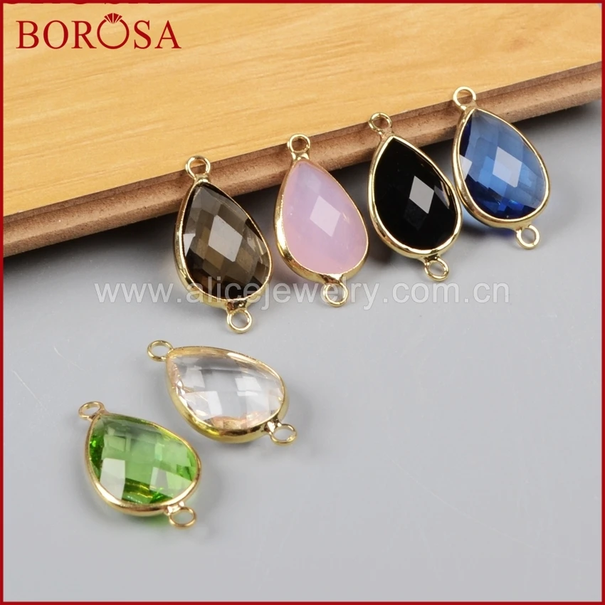 BOROSA Druzy ювелирные изделия 20 шт многокаменный Граненый Капля золотой край