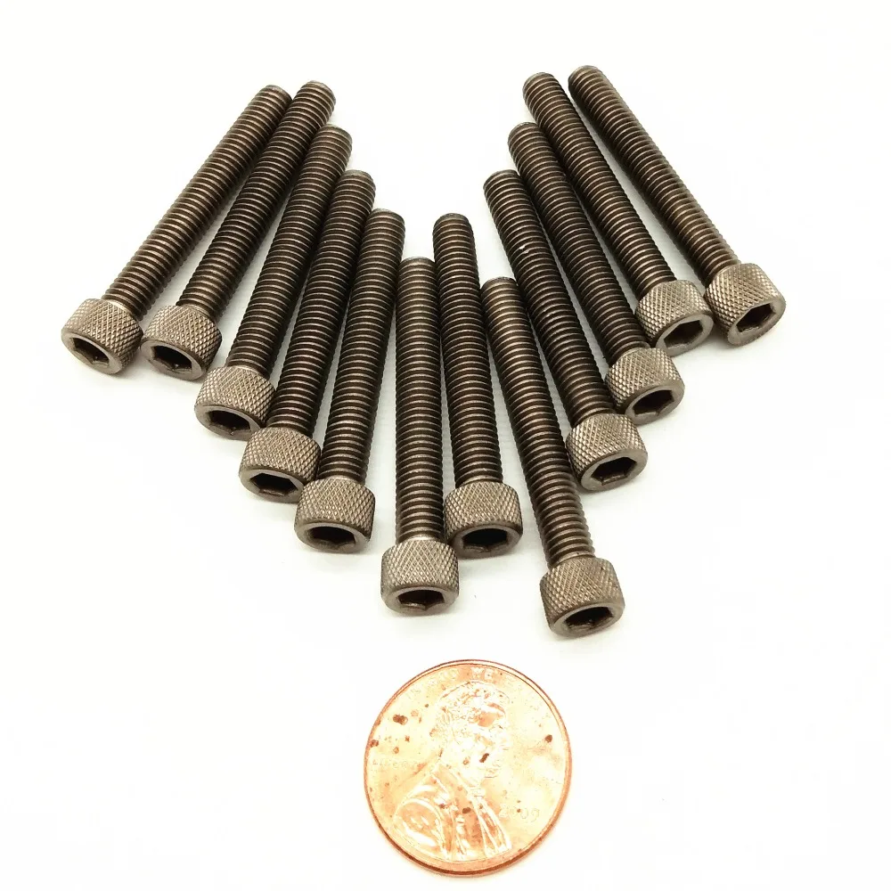 Титановый болт M5 x6-60mm Ti Болт колонна с накатанной головкой Ti цвет не полированный класс 2 титановый винт Ti крепеж 20 шт
