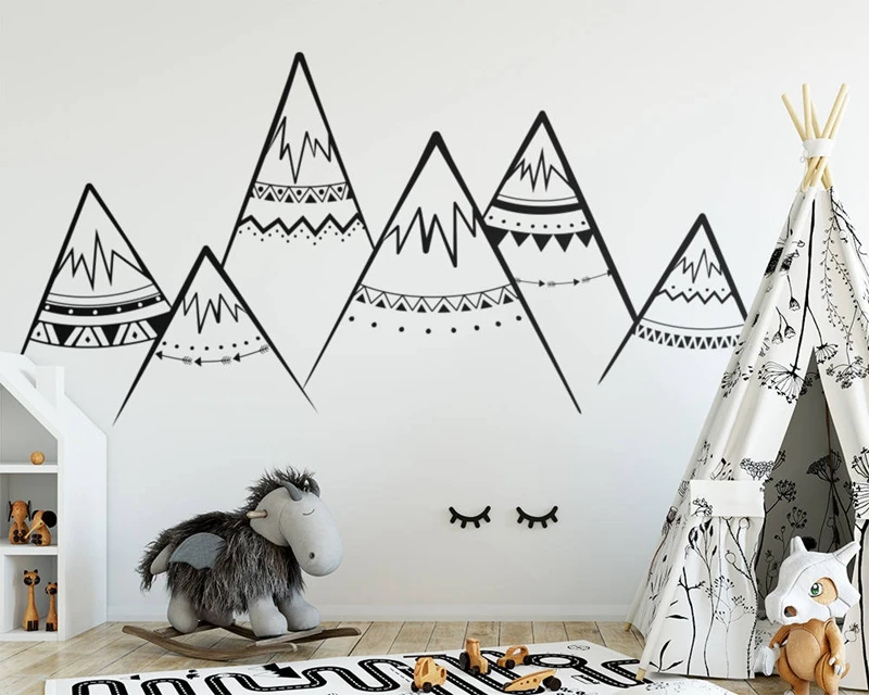 

Tribal Mountains Wall Decal Sacndinavian Nursery Vinyl Wall Stickers Kids Room Decor