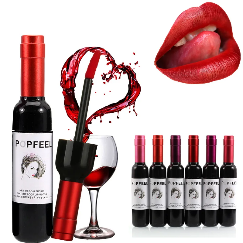 Модный симпатичный винный флакон привлекательный Матовый жидкий тинт для губ с