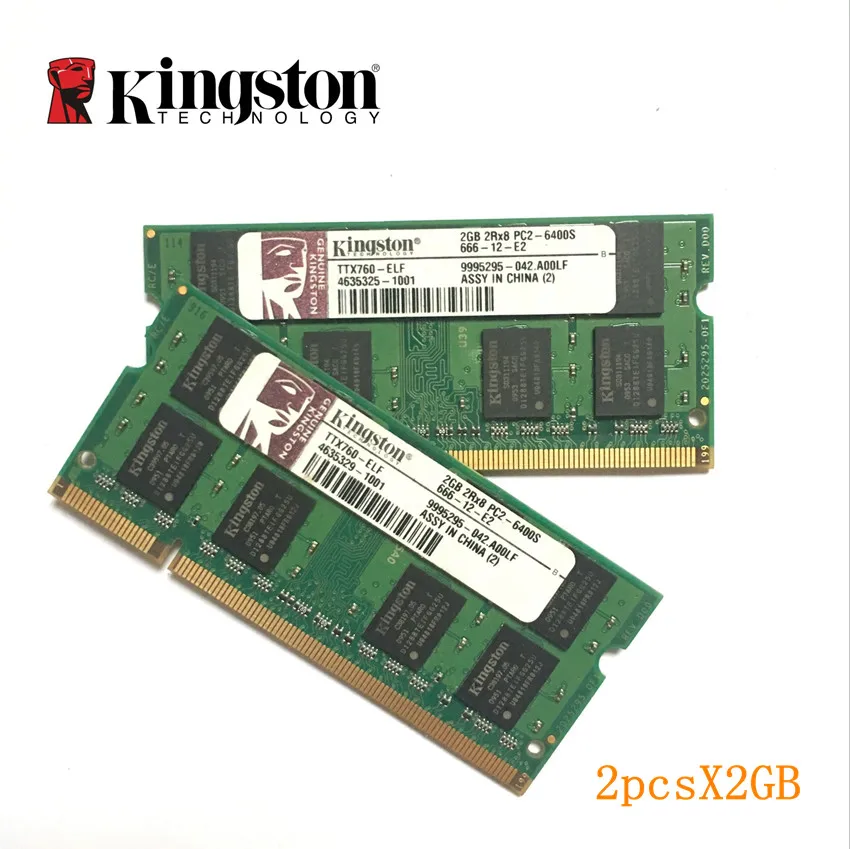 Память для ноутбука Kingston 4 Гб (2 шт. x 2 Гб) 800 МГц SODIMM DDR2 4G мгц модуль RAM|Оперативная