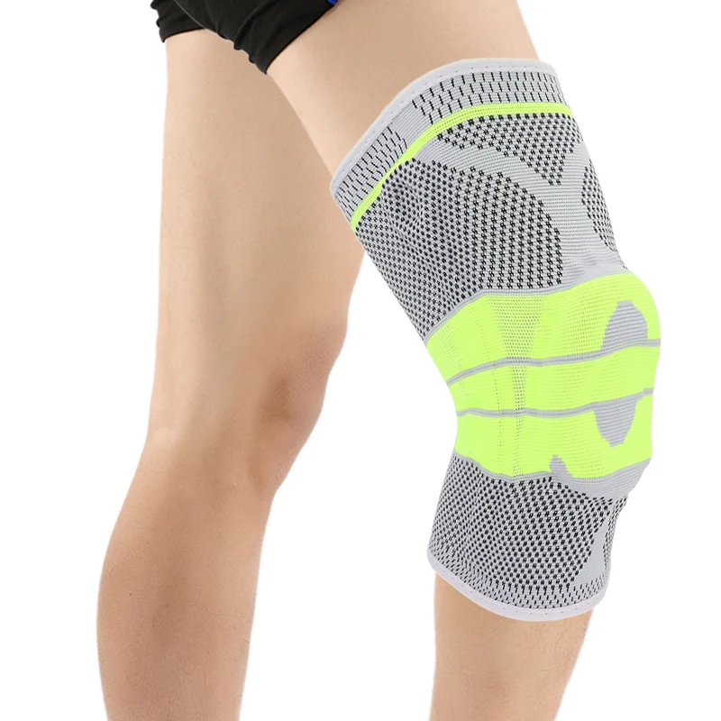 

Tom's Hug Silicon Pad Spring Knee Support Brace 1 Pair Joint Pain Relief Gym Knee Pad Warm Grey Green Meniscus Sport Kneepad