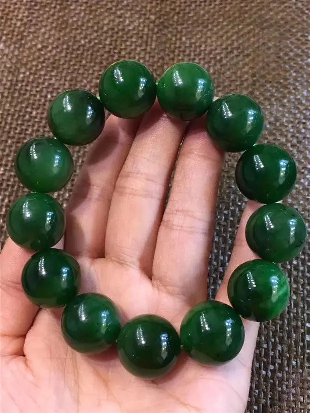 FREE SHIPPING Natural Russian Spinach Green Jasper Beads Stretch Bracelet 17.5mm AAAA | Украшения и аксессуары