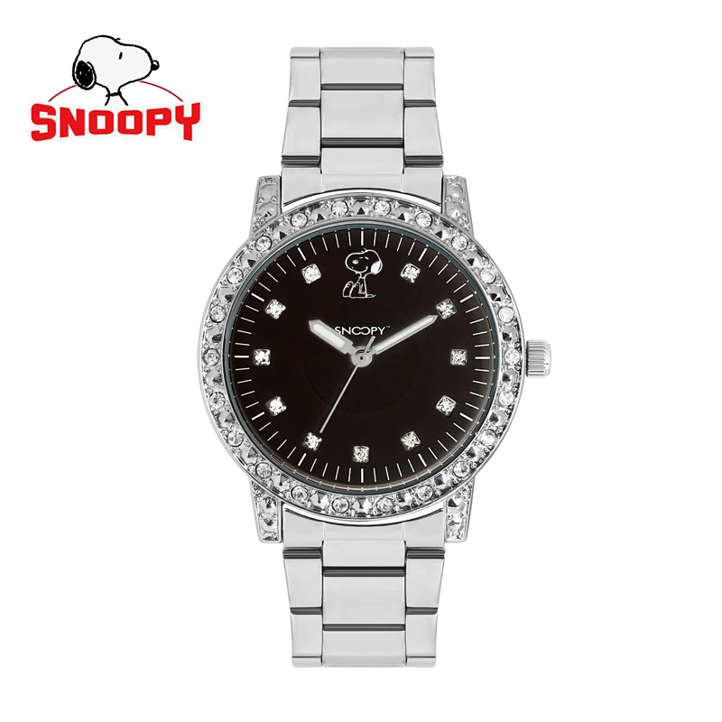 Часы Snoopy женские кварцевые роскошные стальные наручные с оригинальным