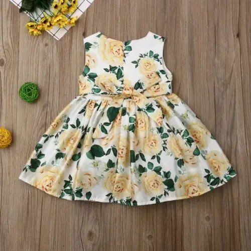 Summer Kids Baby Girls Clothes Floral Sleeveless Wear A-lined Dress Outfits Sundress | Детская одежда и обувь