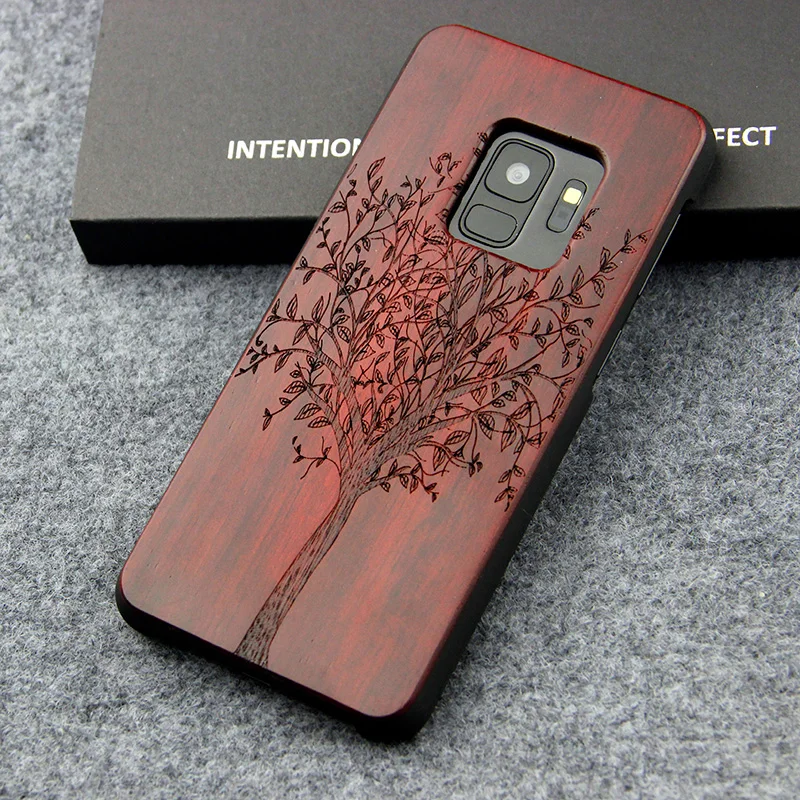 for Samsung S9 case Galaxy plus cover shockproof protective capas coque real Wood carving phone cases |
