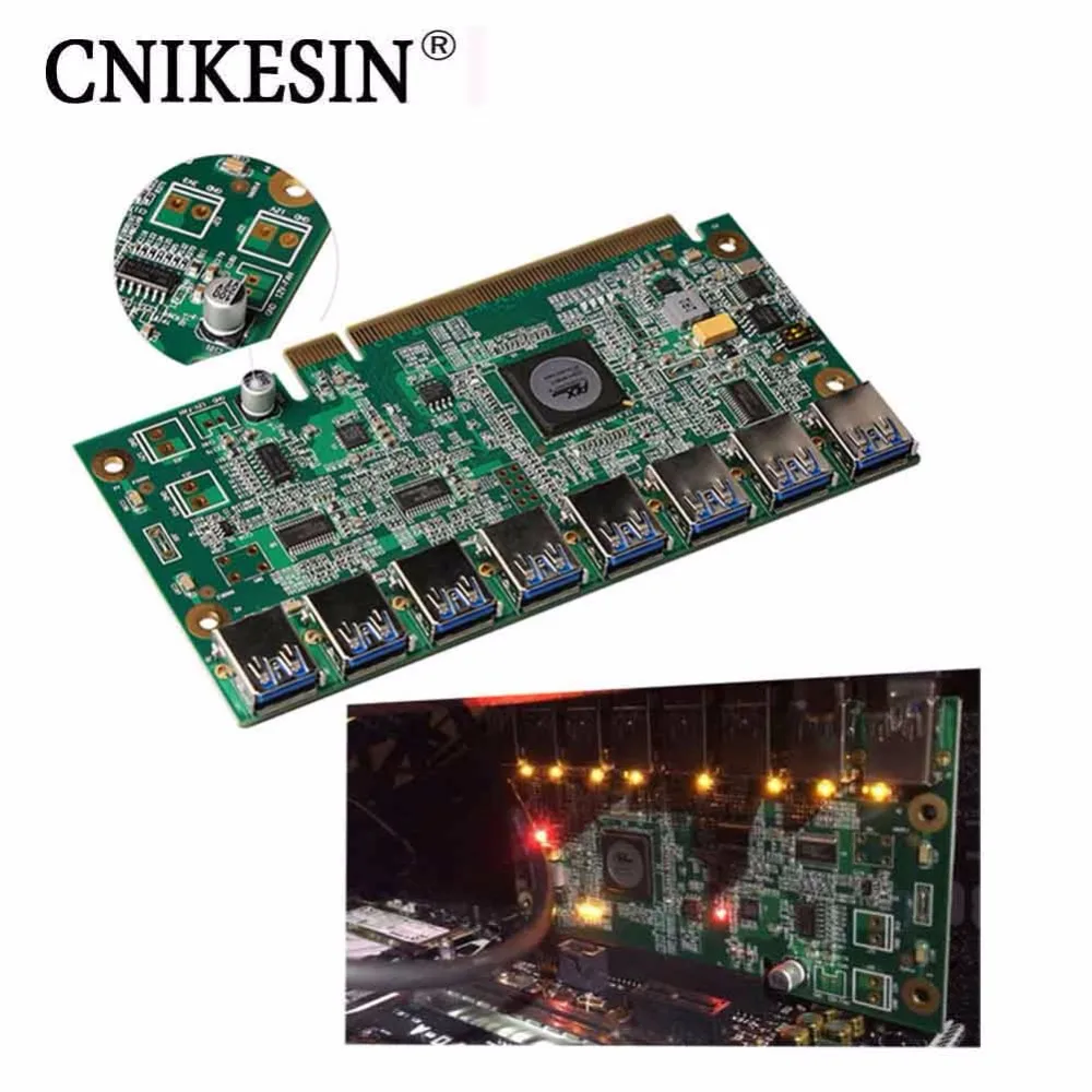 CNKESIN материнская плата PCI Express от 1 до 8 Mining Riser Card E x16 Data graphics SATA 8Pin адаптер карта для