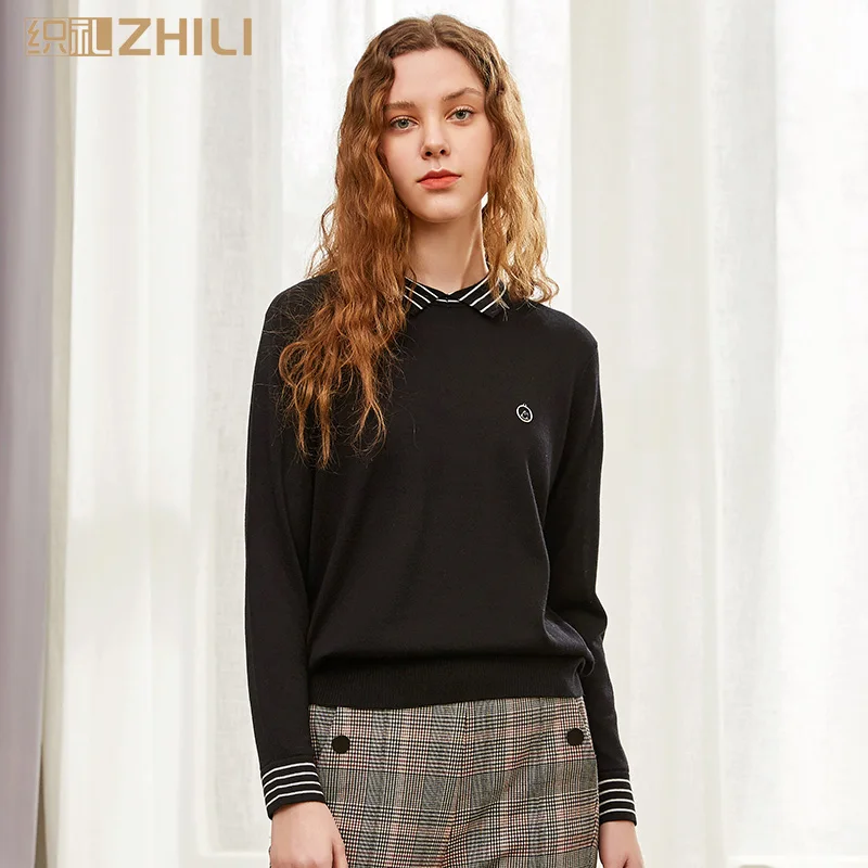 

ZHILI Spring Autumn Female Pullover Thin Wool Sweater