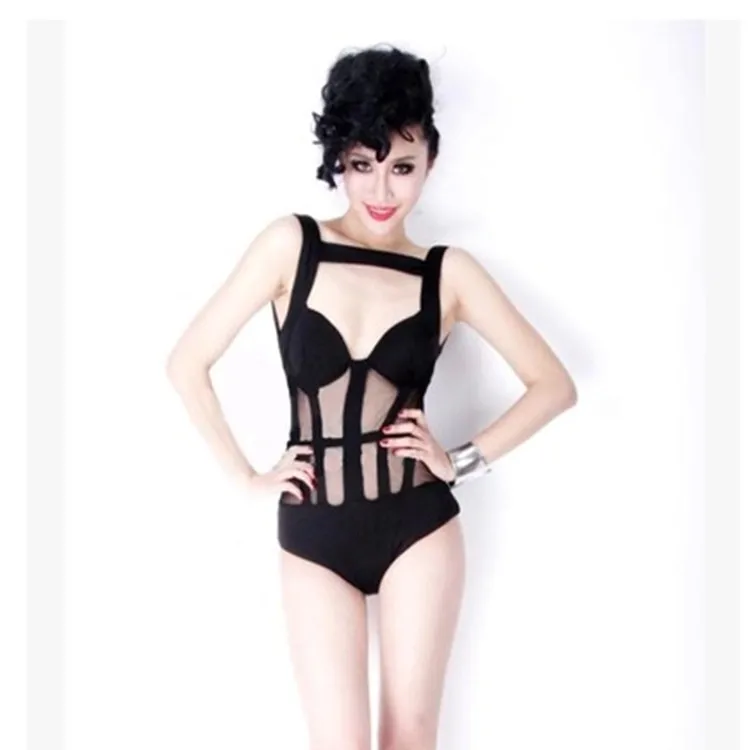 Клубный бар DS Сексуальная Перспектива Чистая пряжа сплайсинга трико костюмы