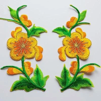1 pair yellow 2 шт./лот, модная Цветочная нашивка для одежды, одежда для платья, куртки, джинсы, наклейки, одежда с утюгом, дешевые нашивки - Цвет: 1 pair yellow
