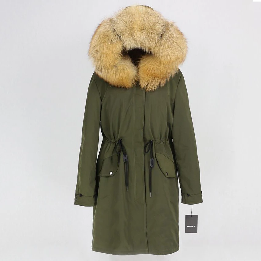 Пальто с натуральным мехом, бренд X-long Parka, водонепроницаемая ткань, верхняя одежда, зимняя куртка для женщин, натуральный Лисий мех, капюшон, подкладка из лисьего меха, отстегивается