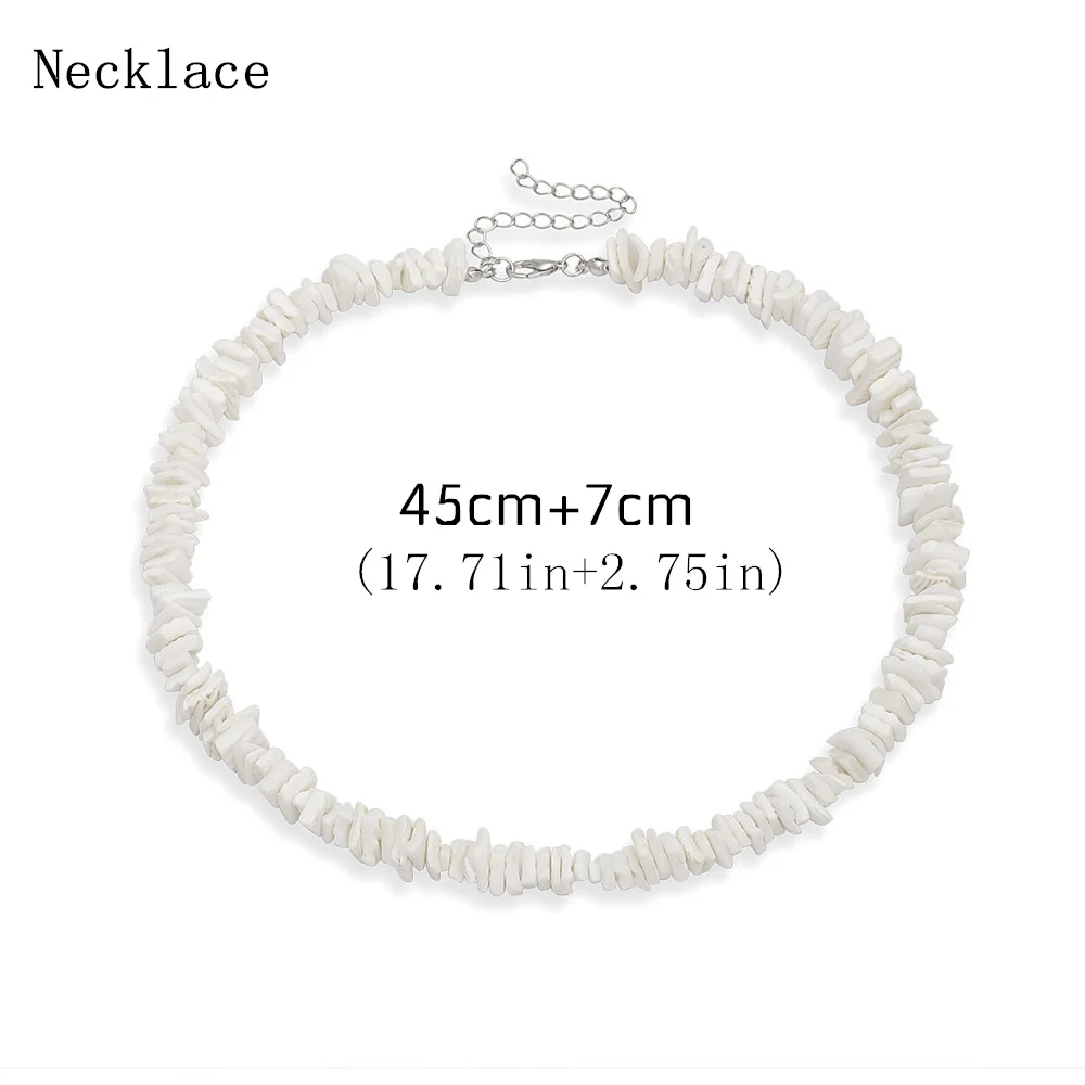 Necklace Bohemian Hawaii Puka White Clam Chips Shell Necklace Irregular Chips Seashell Choker Necklace Summer Beach Statement Jewelry - Metal Color: Necklace