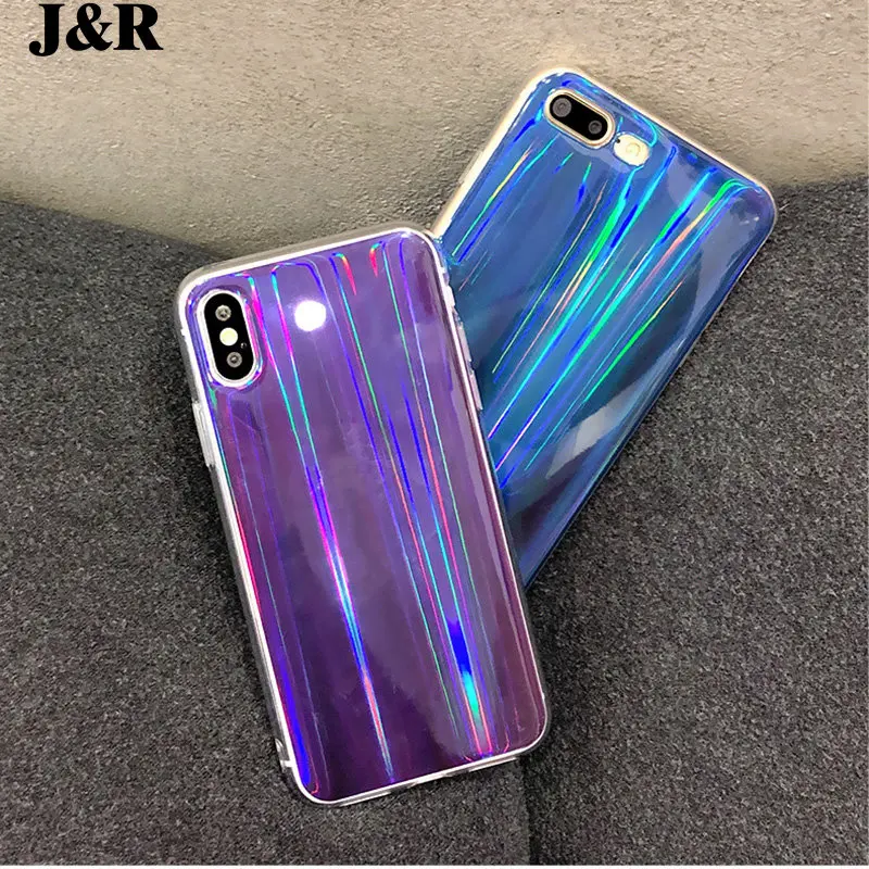 J &amp R роскошный Радужный блестящий чехол для телефона iPhone 6 6s 7 8 Plus X разноцветный
