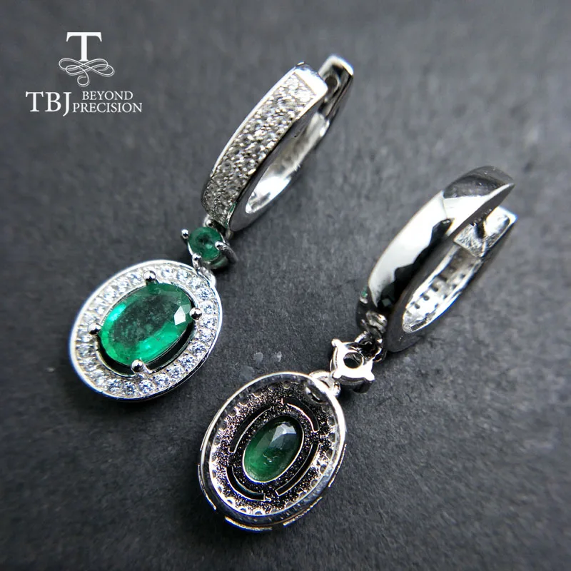 Женские серьги с изумрудом TBJ Подарочные ювелирные украшения натуральными