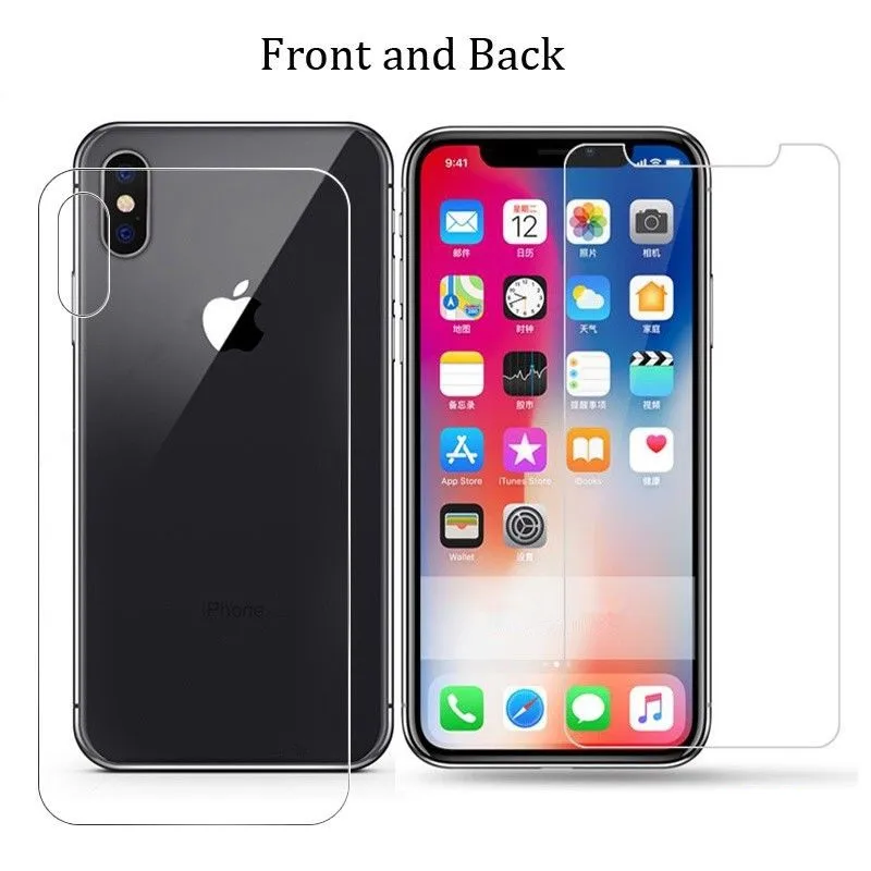 9H 0 3 мм переднее и заднее закаленное стекло для Apple iPhone X 6 6S 7 8 Plus 5 Φ SE 10 устойчивая к