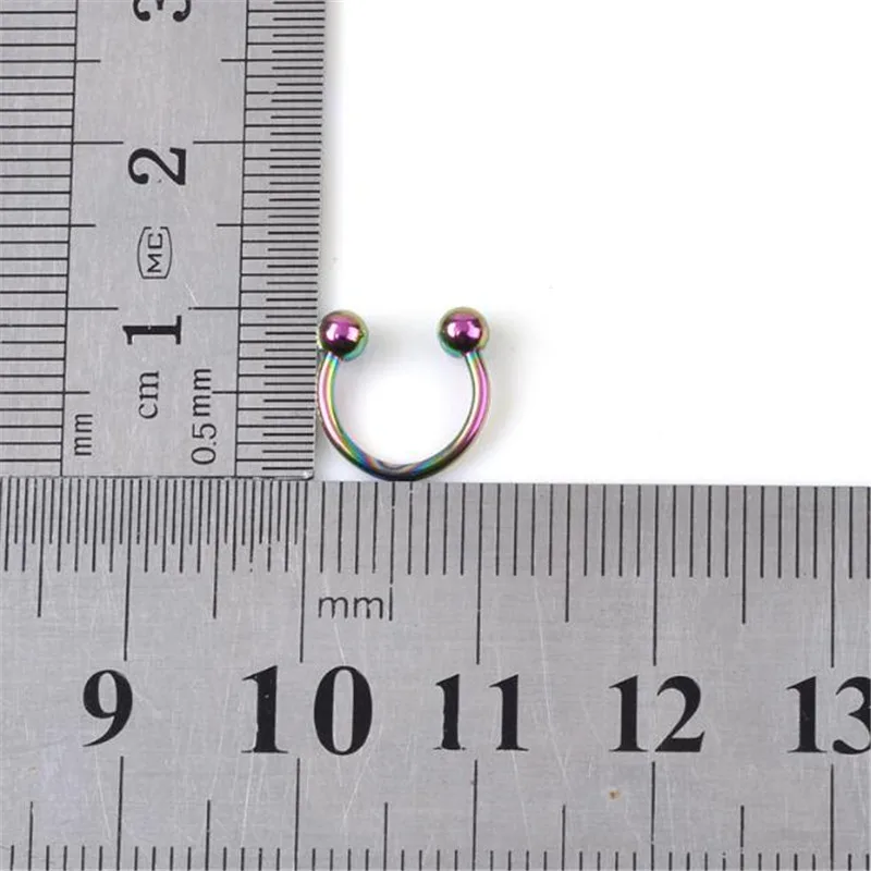 5 шт. Цветные Кольца изогнутой формы для носа губ бровей сосков из титановой стали
