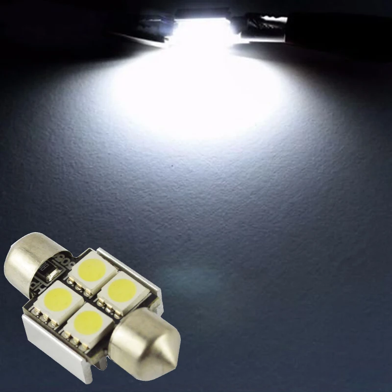 YSY 10 шт./лот белый свет без ошибок 31 мм/36 мм 5050 4SMD DC 12 В гирлянда купольные
