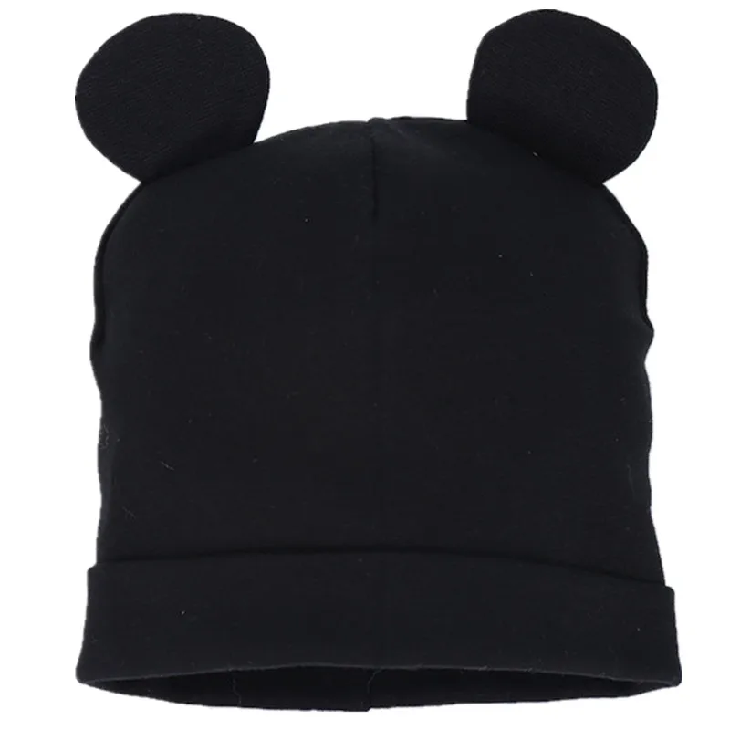 black hat Хлопковый Детский комплект из шапки и шарфа, детские милые шапки с ушками, высококачественные шапки и шарфа для мальчиков и девочек, детские шляпы, реквизит для фотосессии - Цвет: black hat