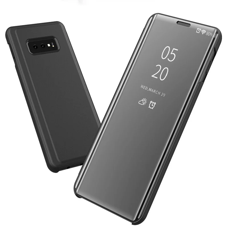 Роскошный зеркальный кронштейн умные кожаные чехлы для телефонов Samsung Galaxy S10 S9 S8 A7