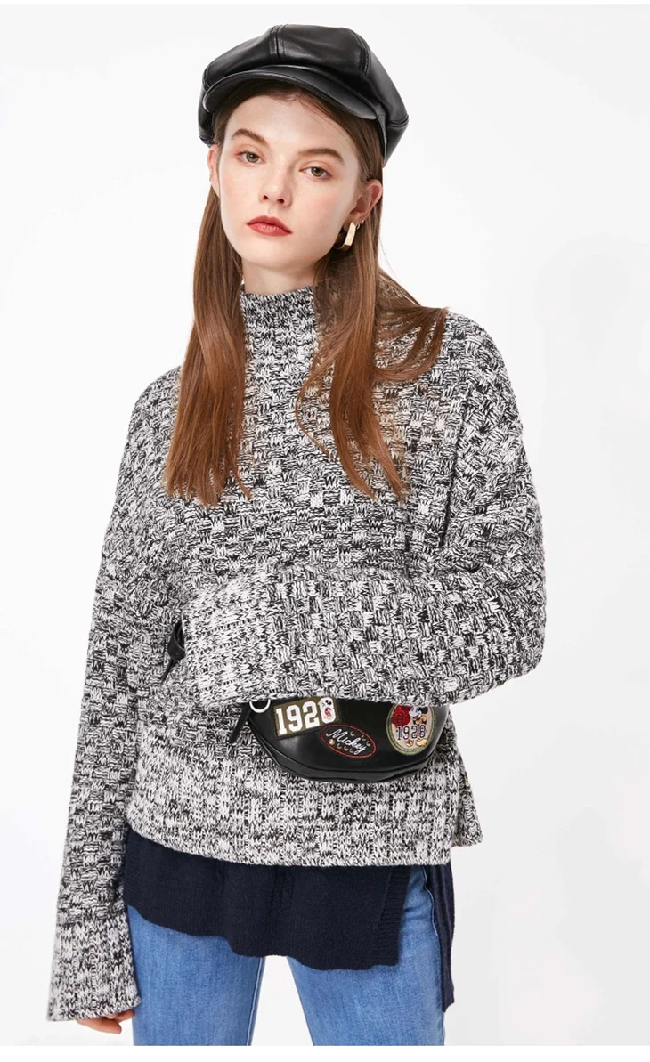 ONLY Women's Loose Fit Check Pattern High-necked Pullover |118313561