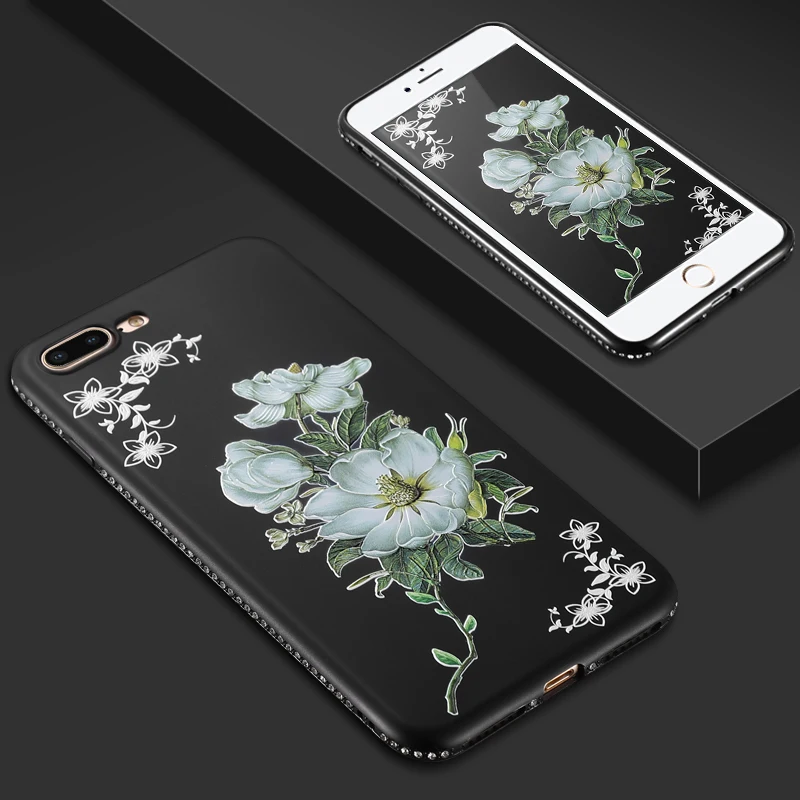 Luxury Soft Silicone TPU flower Diamond funda case conque for Huawei y7 2019 y7prime fundas on y6 prime2019 |
