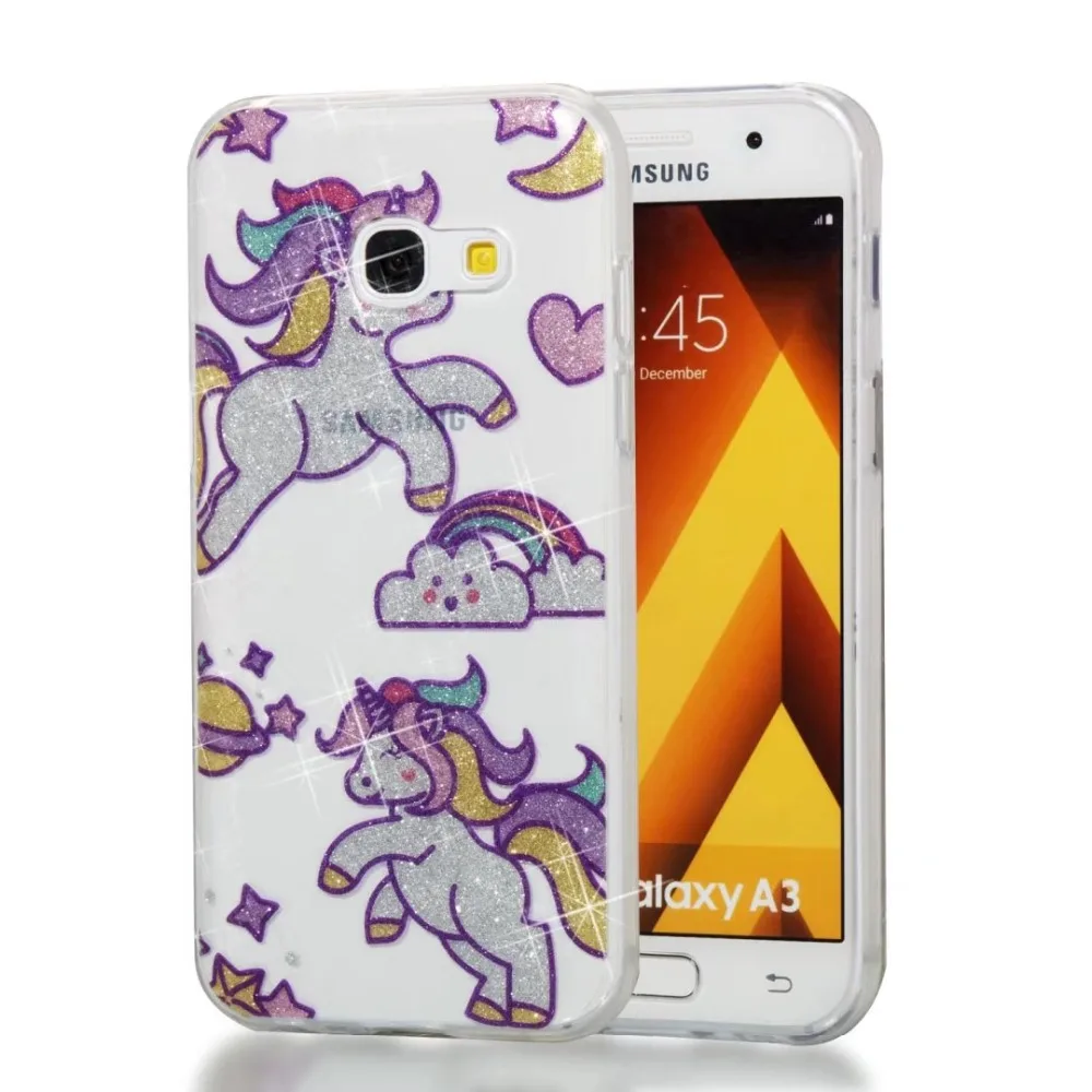 Цветочный силиконовый чехол Модный Блестящий Мягкий из ТПУ для SAMSUNG Galaxy A3 (2017) SM