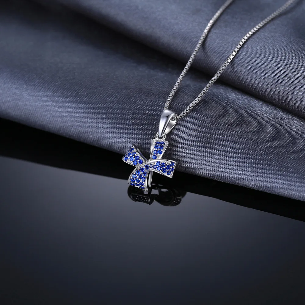 Jewelrypalace Цветок Узел 0.22ct создан синий шпинель проложить кулон soild стерлингового