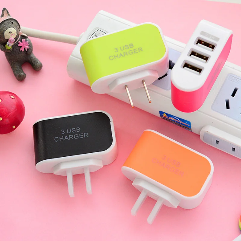 1 шт. дорожное зарядное устройство с 3 мя USB портами 110 220 В|Зарядные устройства для
