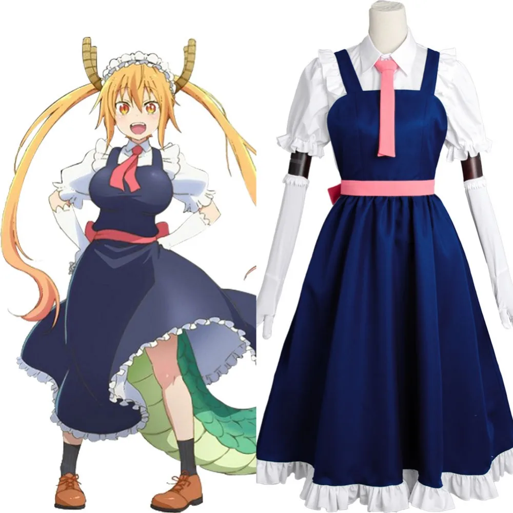 Miss Kobayashi's Dragon Maid cosplay Toru Tohru Maid Costume Full Set Uniform Cosplay Costume dress Halloween Carnival