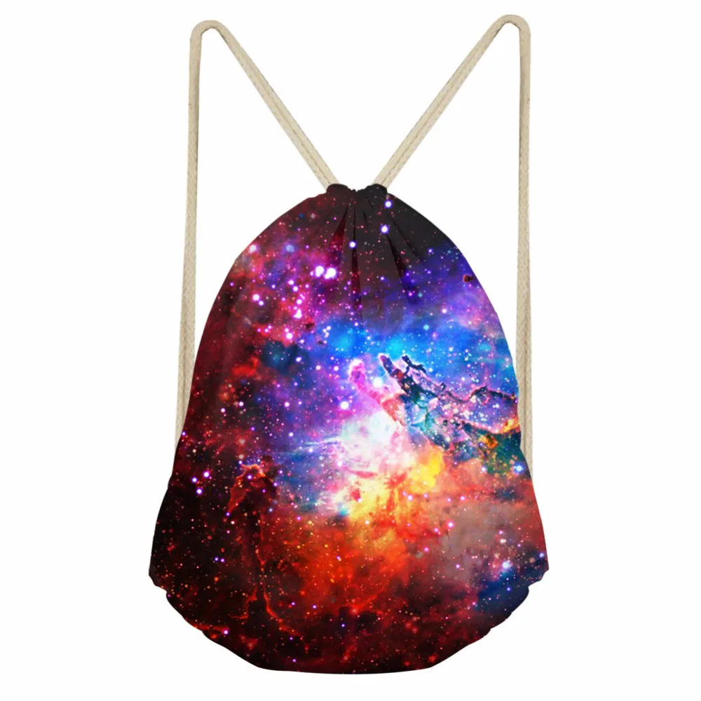 ThiKin Galaxy Star Print Drawstring Bag Storage Polyester School Backpack Women New Men Travel Leisure Mochila Feminina | Багаж и сумки