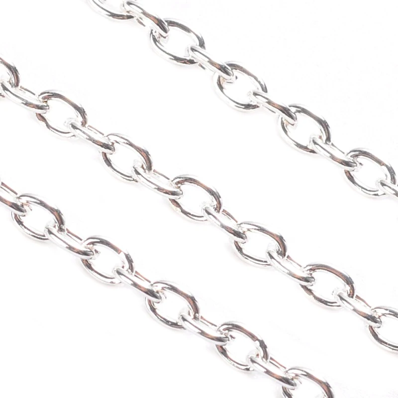 

Pandahall 100m/Roll Iron Silver Color Cross Chain, Lead Free, Come On Reel, Size: Chain: about 3mm Long, 2mm Wide, 0.5mm Thick