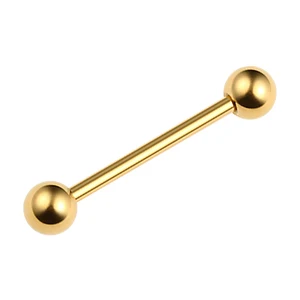 Gold 14 г титановые кольца для языка, шарики для пирсинга с наружной резьбой, прямые штанги, ювелирные изделия для тела, пирсинг сосков - Окраска металла: Gold