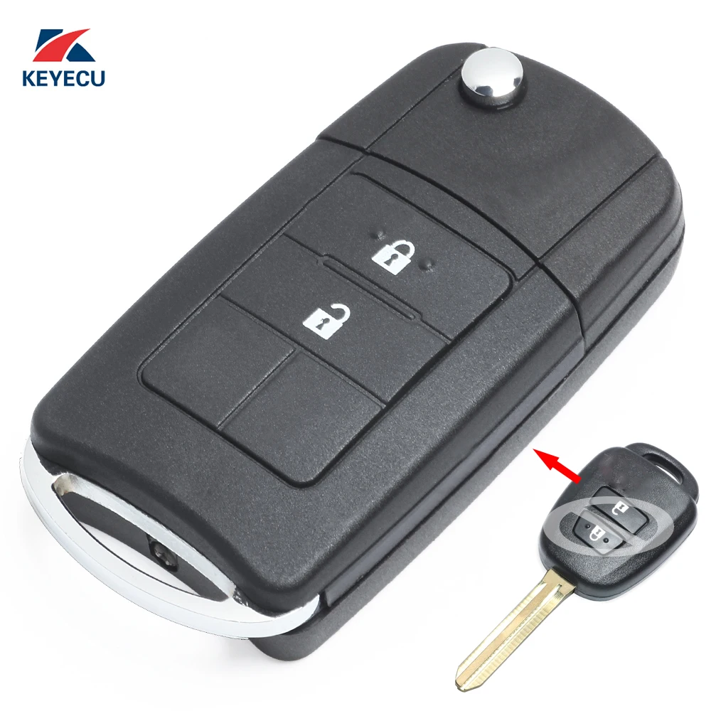 

KEYECU новая разблокированная откидная оболочка ключа дистанционного управления чехол Fob 2 кнопки для Toyota RAV4 Corolla Avalon Camry Venza + лезвие TOY43