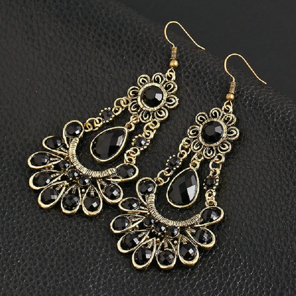 Женские серьги с кисточками в виде цветов большие Винтажные камнями|earrings