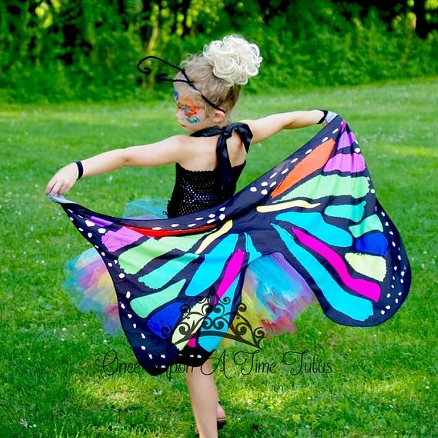 Bright Candy Rainbow Butterfly Girl Tutu Dress Little Kids Girls Halloween Costume Outfit Baby Birthday Party Up | Детская одежда и